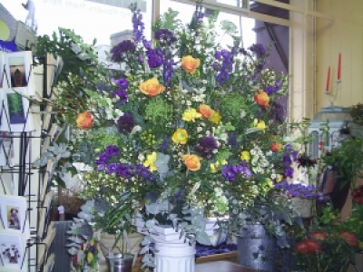 Rainbow Wedding pedestal - Arrangement made to requirement on colours and flowers. Priced to each requirement