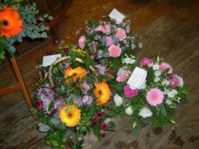 Rainbow coloured posies - Round posy arrangements. Colours and flowers to customer requirement